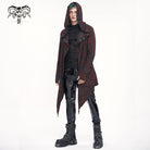 DEVIL FASHION Men's Gothic Irregular Multi-chain Coat with Hood Red