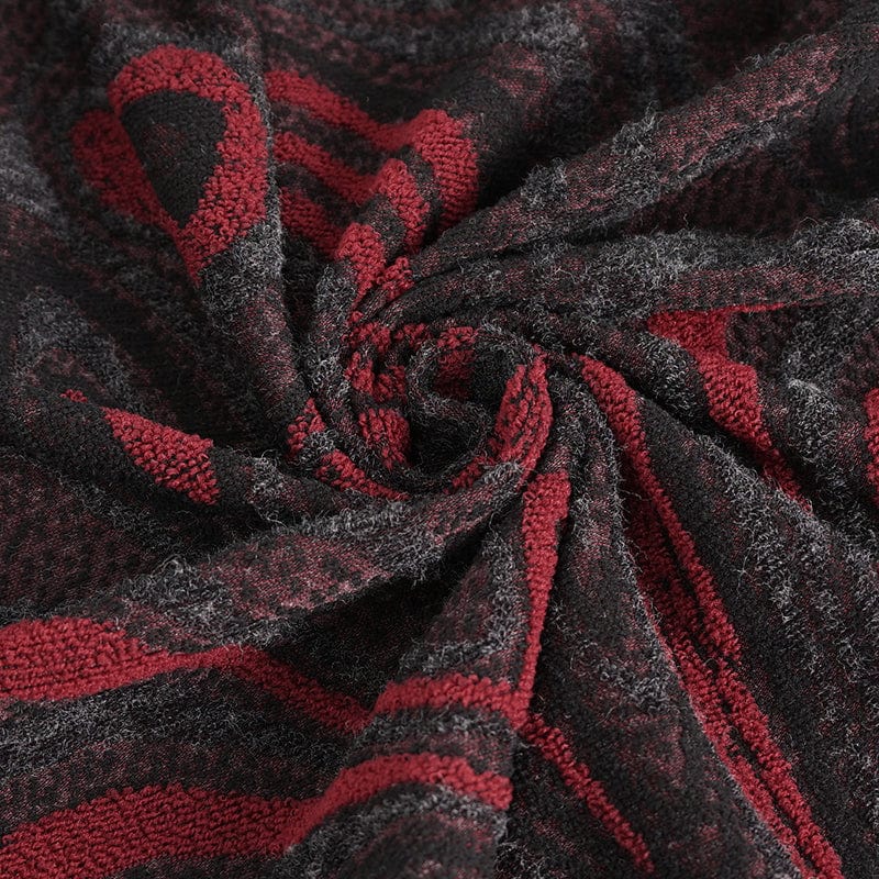 DEVIL FASHION Men's Gothic Irregular Multi-chain Coat with Hood Red