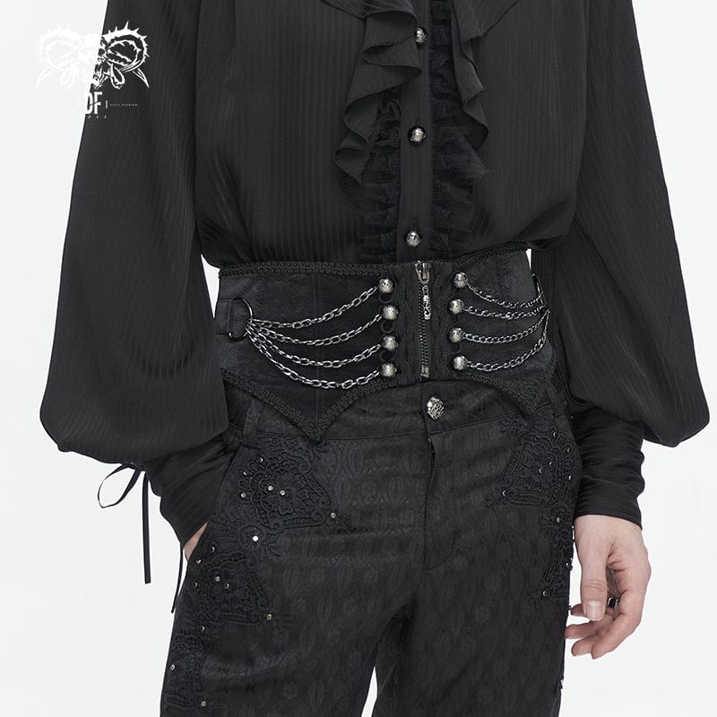 DEVIL FASHION Men's Gothic Irregular Multi-chain Zipper Girdle