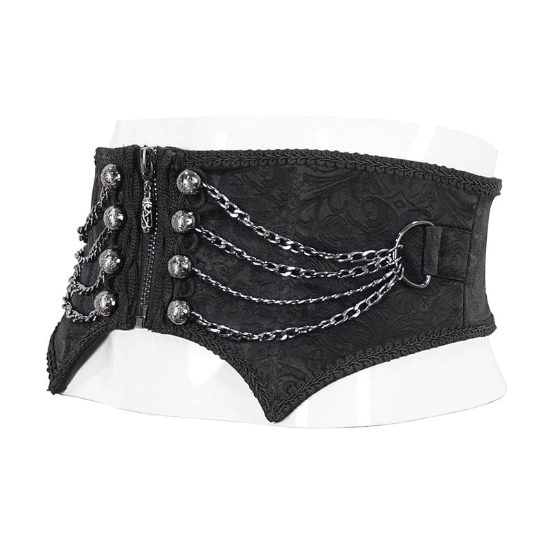 DEVIL FASHION Men's Gothic Irregular Multi-chain Zipper Girdle