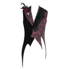 DEVIL FASHION Men's Gothic Irregular Rose Printed Contrast Color Waistcoat with Detachable Feather Accessory