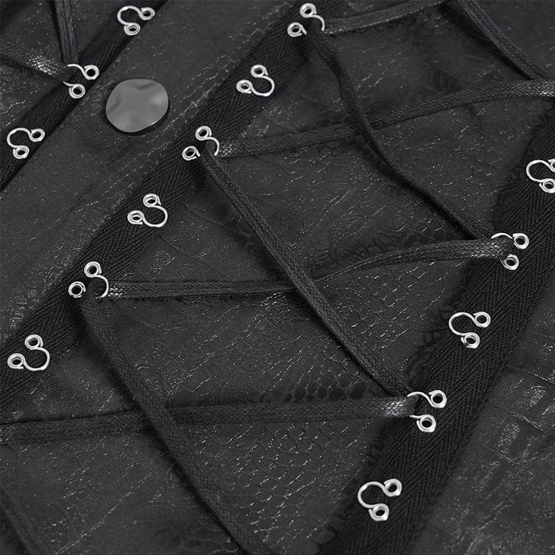 DEVIL FASHION Men's Gothic Irregular Studded Lace-up Vest