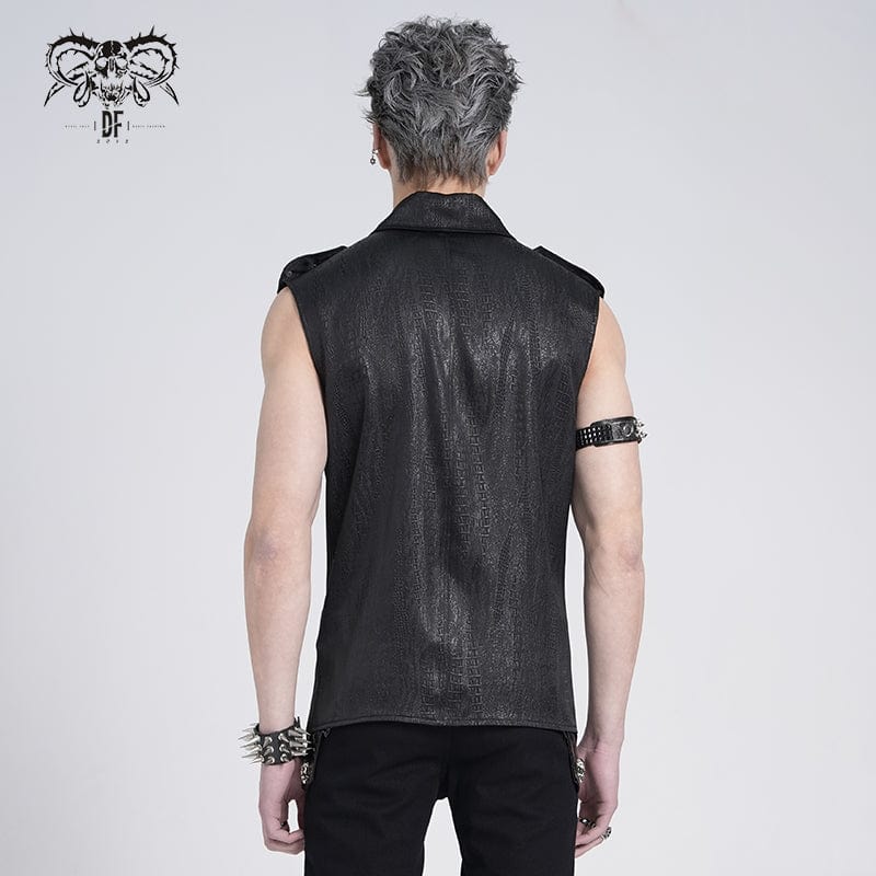 DEVIL FASHION Men's Gothic Irregular Studded Lace-up Vest