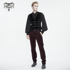 DEVIL FASHION Men's Gothic Irregular Velvet Splice Corduroy Waistcoat Black