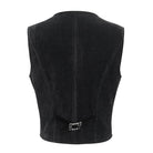 DEVIL FASHION Men's Gothic Irregular Velvet Splice Corduroy Waistcoat Black