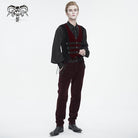 DEVIL FASHION Men's Gothic Irregular Velvet Splice Corduroy Waistcoat Red