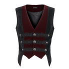 DEVIL FASHION Men's Gothic Irregular Velvet Splice Corduroy Waistcoat Red
