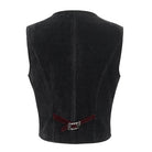 DEVIL FASHION Men's Gothic Irregular Velvet Splice Corduroy Waistcoat Red