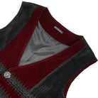 DEVIL FASHION Men's Gothic Irregular Velvet Splice Corduroy Waistcoat Red