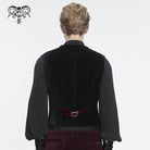 DEVIL FASHION Men's Gothic Irregular Velvet Splice Corduroy Waistcoat Red