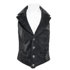 DEVIL FASHION Men's Gothic Jacquard Single-breasted Halterneck Vest Black