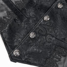 DEVIL FASHION Men's Gothic Jacquard Single-breasted Halterneck Vest Black