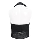 DEVIL FASHION Men's Gothic Jacquard Single-breasted Halterneck Vest Black