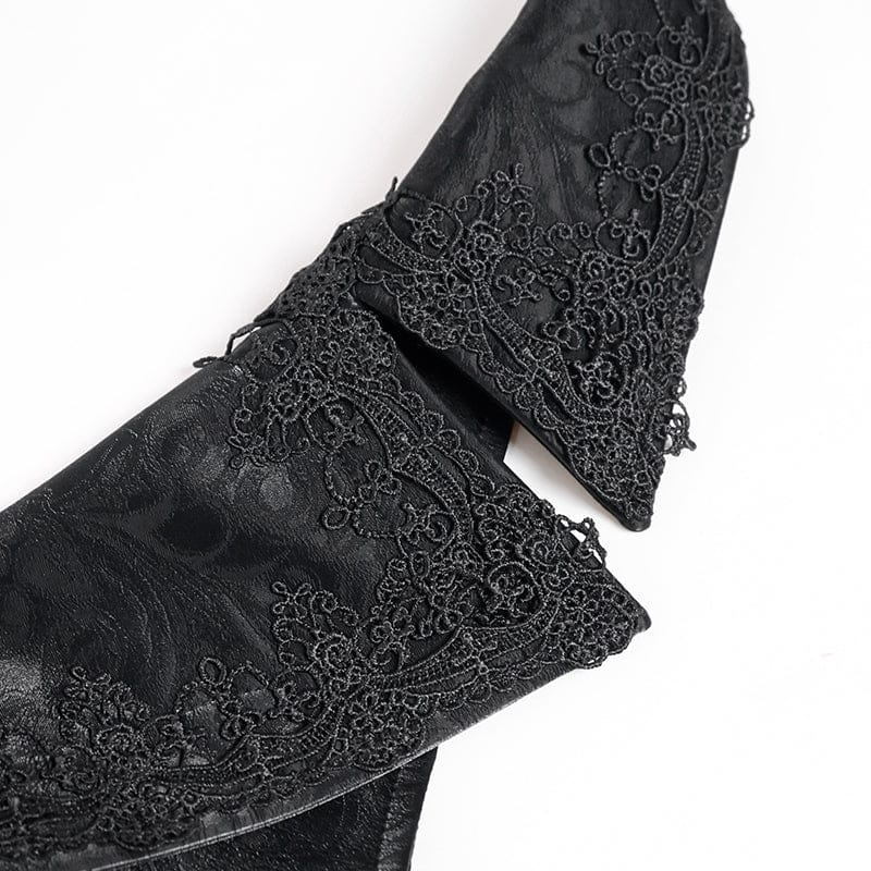 DEVIL FASHION Men's Gothic Jacquard Single-breasted Halterneck Vest Black