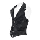 DEVIL FASHION Men's Gothic Jacquard Single-breasted Halterneck Vest Black