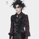 DEVIL FASHION Men's Gothic Jacquard Single-breasted Halterneck Vest Black