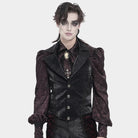 DEVIL FASHION Men's Gothic Jacquard Single-breasted Halterneck Vest Black