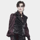 DEVIL FASHION Men's Gothic Jacquard Single-breasted Halterneck Vest Black