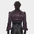 DEVIL FASHION Men's Gothic Jacquard Single-breasted Halterneck Vest Black