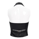 DEVIL FASHION Men's Gothic Jacquard Single-breasted Halterneck Vest Silver