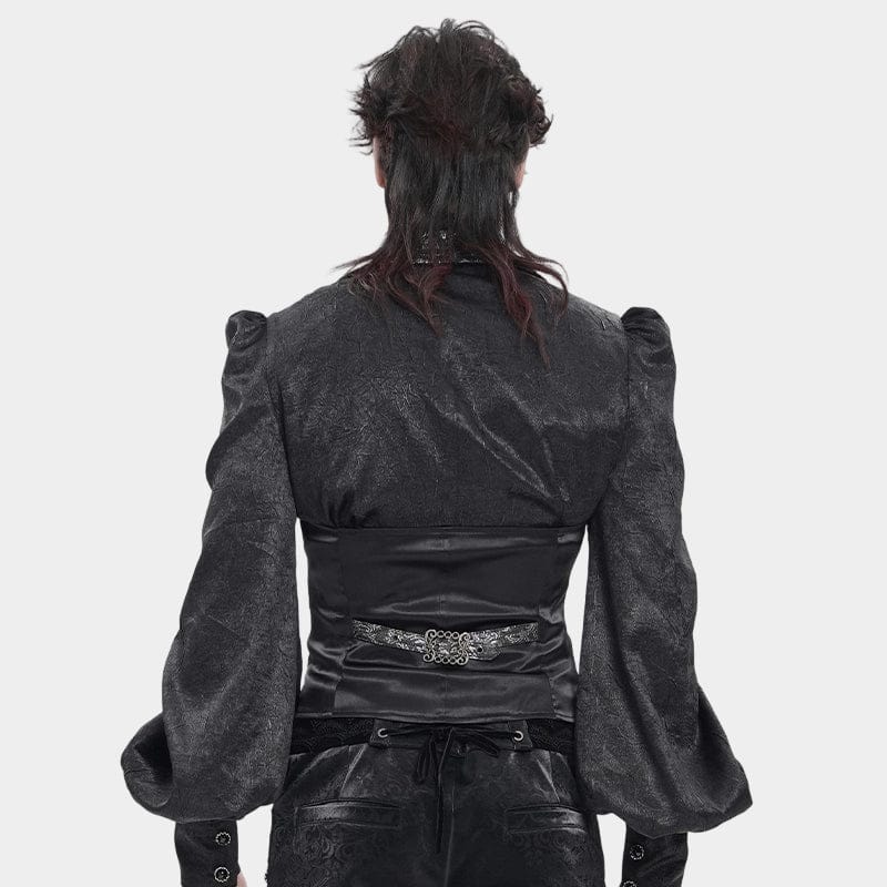 DEVIL FASHION Men's Gothic Jacquard Single-breasted Halterneck Vest Silver