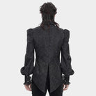DEVIL FASHION Men's Gothic Jacquard Swallow-tailed Shirt with Necktie Black