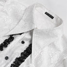 DEVIL FASHION Men's Gothic Jacquard Swallow-tailed Shirt with Necktie White