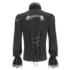 DEVIL FASHION Men's Gothic Lace Splice Lace-up Puff Sleeved Shirt