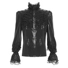DEVIL FASHION Men's Gothic Lace Splice Lace-up Puff Sleeved Shirt