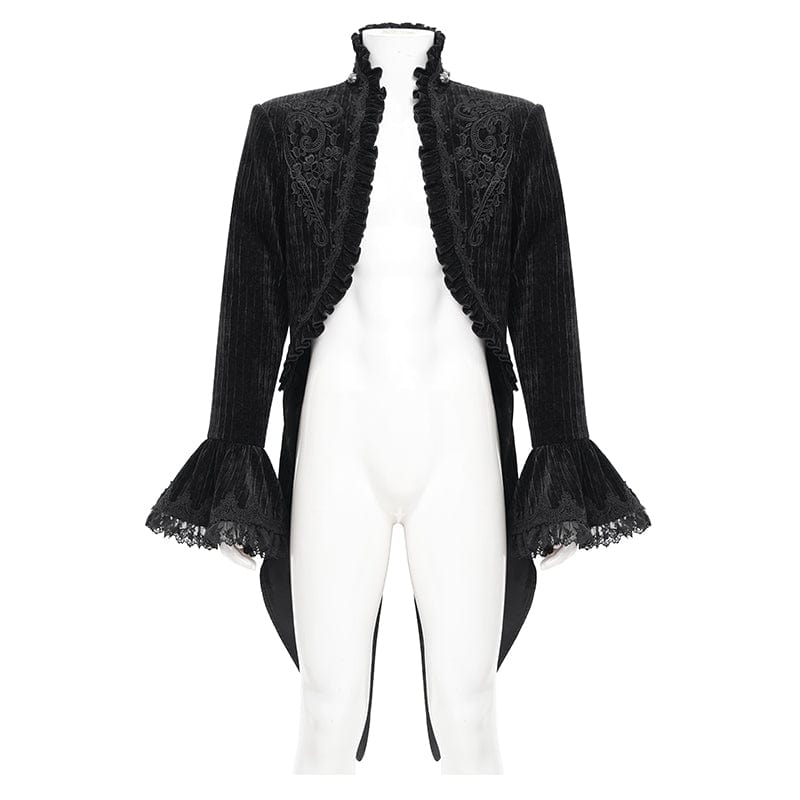 DEVIL FASHION Men's Gothic Lace Swallow-tailed Jacket