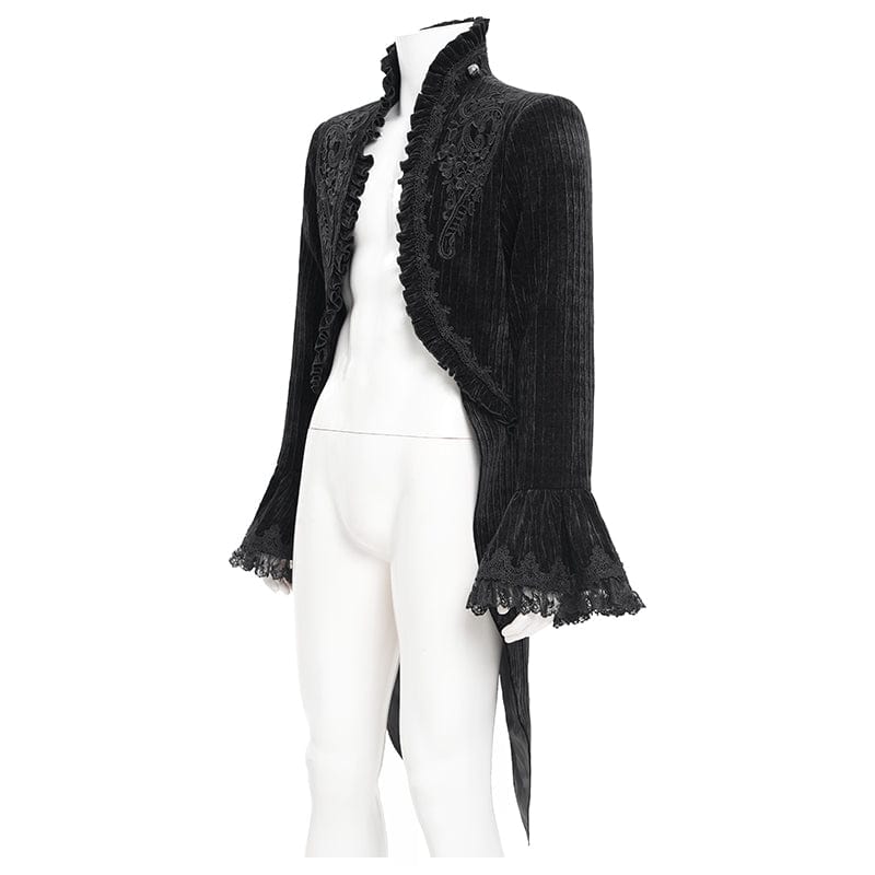 DEVIL FASHION Men's Gothic Lace Swallow-tailed Jacket