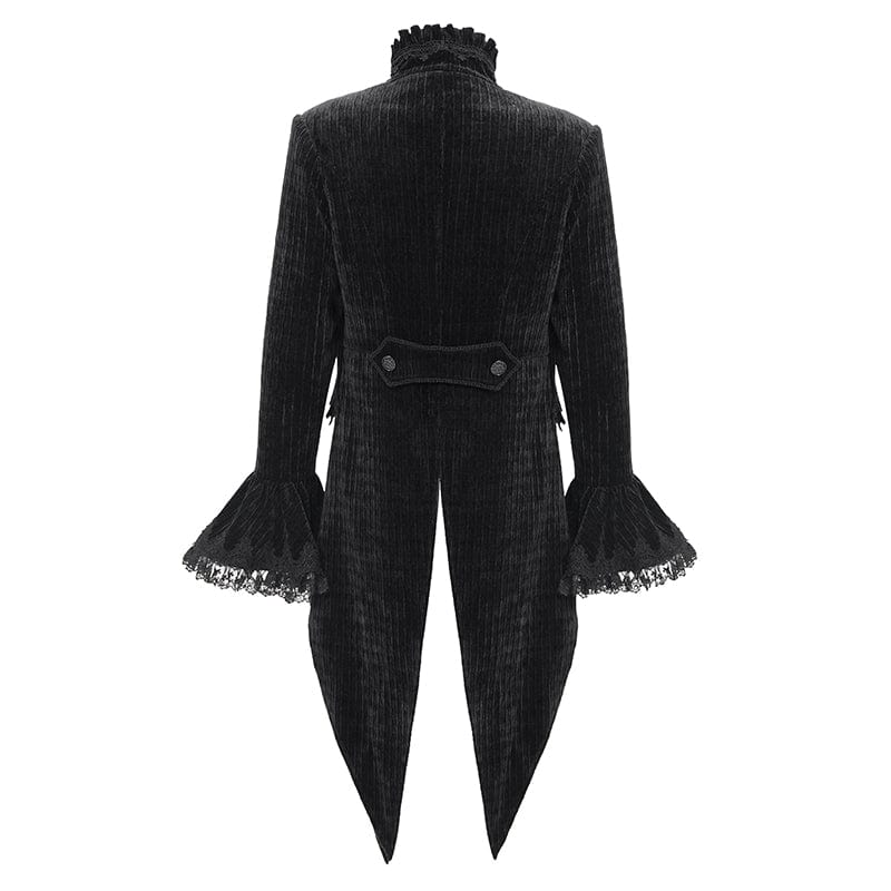 DEVIL FASHION Men's Gothic Lace Swallow-tailed Jacket