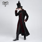 DEVIL FASHION Men's Gothic Lapel Collar Embroidered Velvet Coat Red