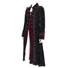 DEVIL FASHION Men's Gothic Lapel Collar Embroidered Velvet Coat Red