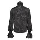DEVIL FASHION Men's Gothic Marble Printed Bishop Sleeved Shirt Black