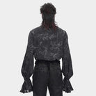 DEVIL FASHION Men's Gothic Marble Printed Bishop Sleeved Shirt Black