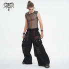 DEVIL FASHION Men's Gothic Pin Studded Flared Pants