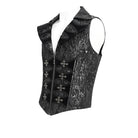 DEVIL FASHION Men's Gothic Printed Plunging Turn-down Collar Swallow-tailed Waistcoat