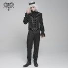 DEVIL FASHION Men's Gothic Printed Plunging Turn-down Collar Swallow-tailed Waistcoat