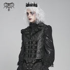 DEVIL FASHION Men's Gothic Printed Plunging Turn-down Collar Swallow-tailed Waistcoat