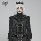 DEVIL FASHION Men's Gothic Printed Plunging Turn-down Collar Swallow-tailed Waistcoat