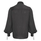 DEVIL FASHION Men's Gothic Puff Sleeved Ruffled Lace Splice Shirt Black