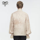 DEVIL FASHION Men's Gothic Puff Sleeved Stand Collar Distressed Shirt with Necktie