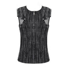 DEVIL FASHION Men's Gothic Ribbed Mesh Splice Zipper Vest