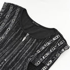 DEVIL FASHION Men's Gothic Ribbed Mesh Splice Zipper Vest