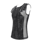 DEVIL FASHION Men's Gothic Ribbed Mesh Splice Zipper Vest