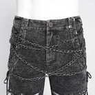 DEVIL FASHION Men's Gothic Ripped Studded Pants with Chain