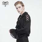 DEVIL FASHION Men's Gothic Ruffled Collar Puff Sleeved Shirt Black
