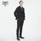 DEVIL FASHION Men's Gothic Ruffled Collar Puff Sleeved Shirt Black