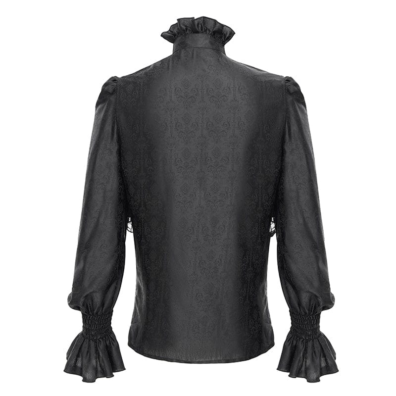 DEVIL FASHION Men's  Gothic Ruffled Lace Cross Shirt